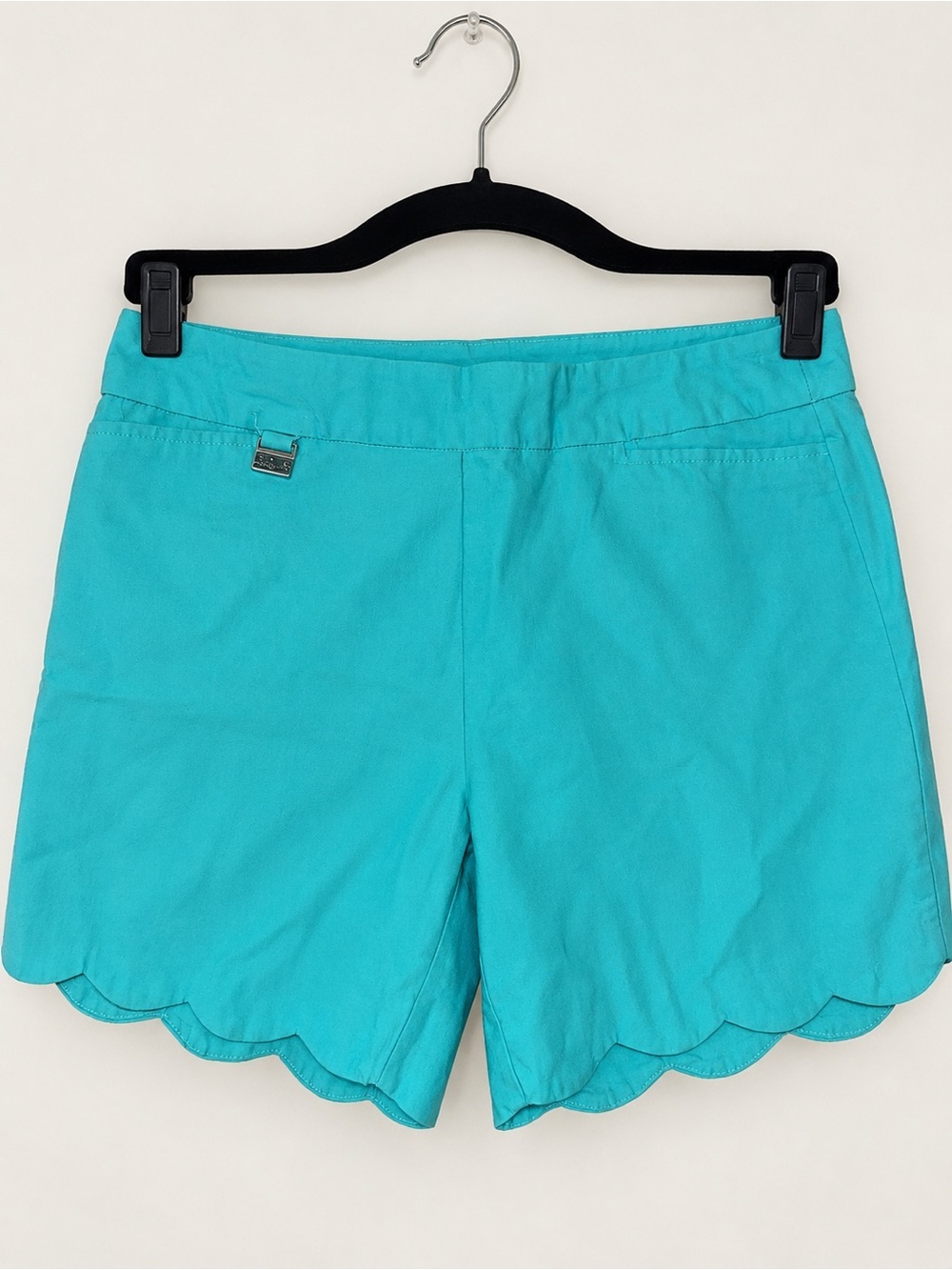 Lulu B Women’s Turquoise Scalloped Hem Shorts Size 10 Stretch